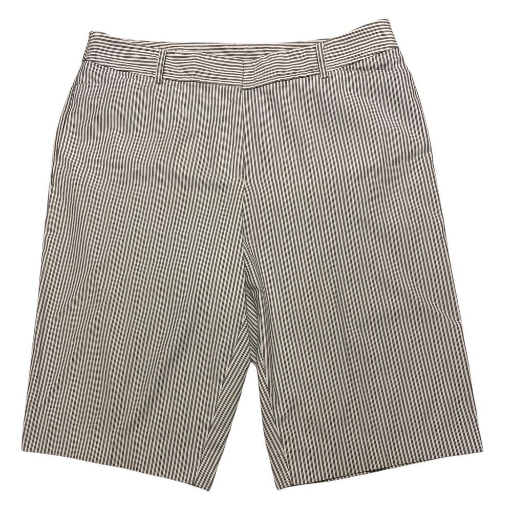 Talbots Perfect Shorts Bermuda Flat Front Women's 12 Black and White stripe